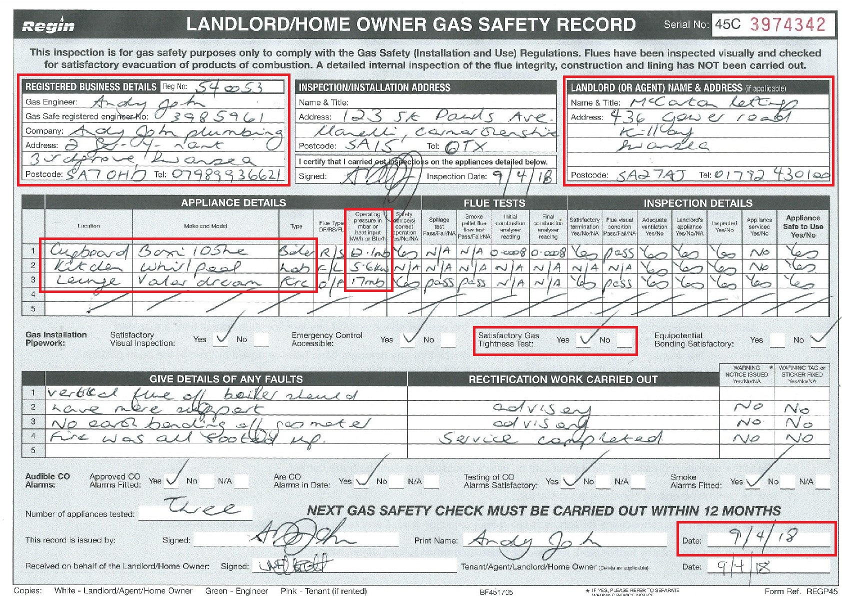 Gas Safety Certificate by Andy John